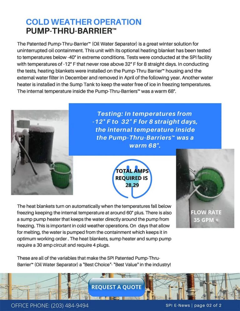 Substation Oil Containment Winter Protection SPI