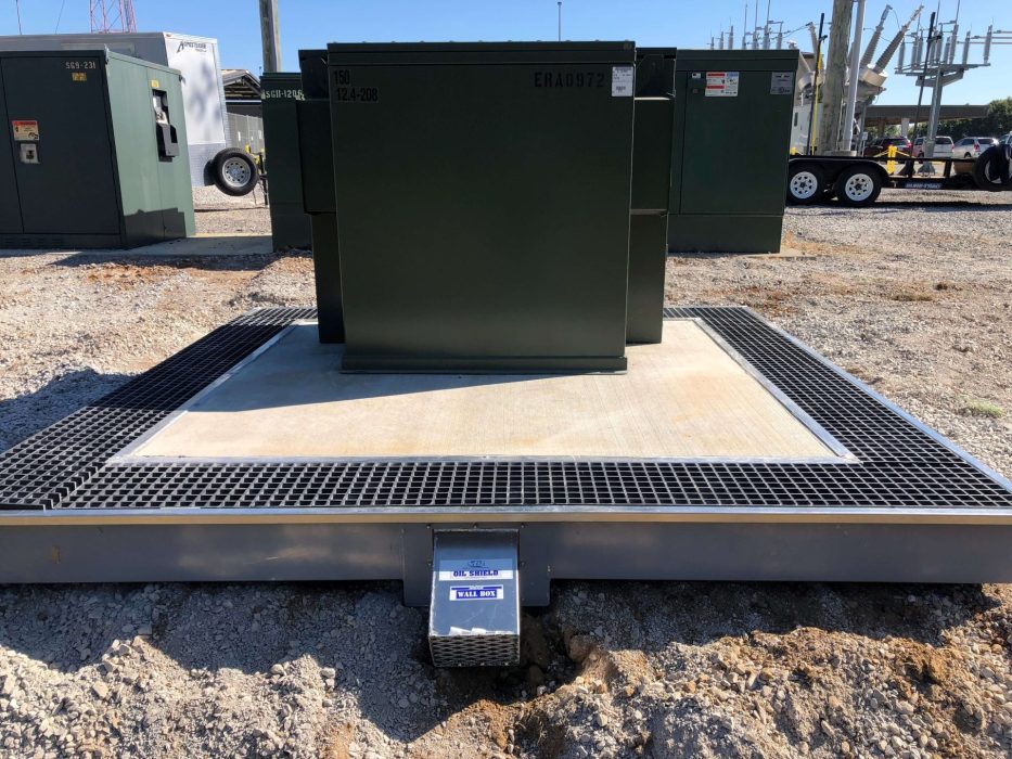 Electrical transformer box oil containment shield spi